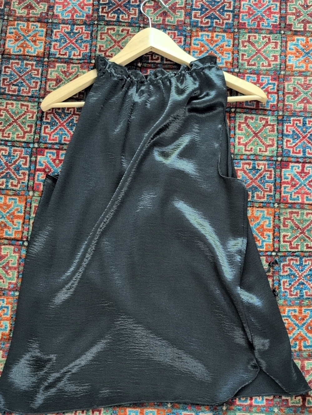 Max Studio Black Satin Halter Top